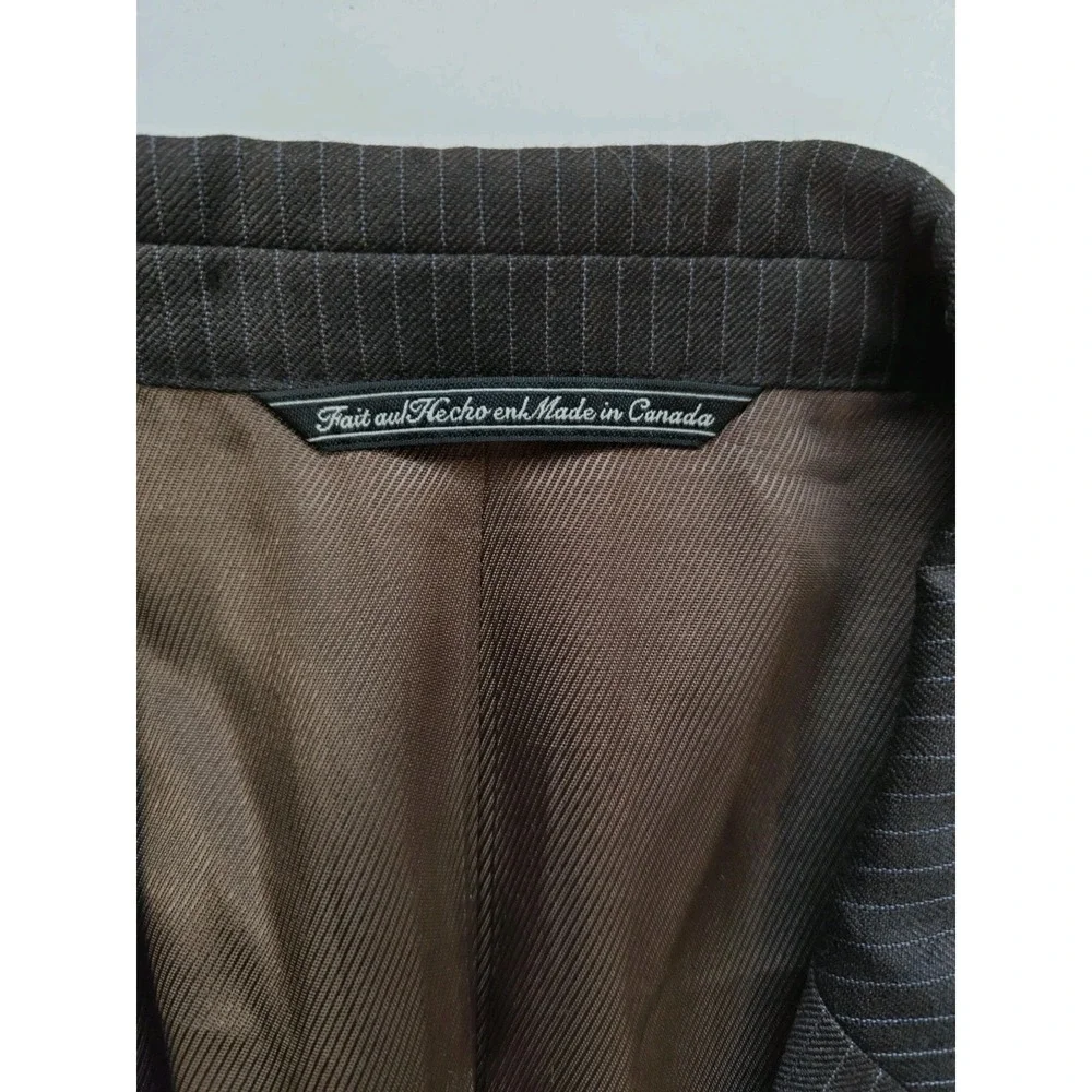 Jack Victor Mens Wool Sports Coat 44L Brown Stripe Canada 2 Button Blazer